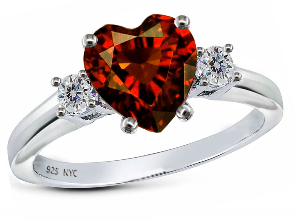 Star K 8mm Heart Shape Simulated Garnet Ring