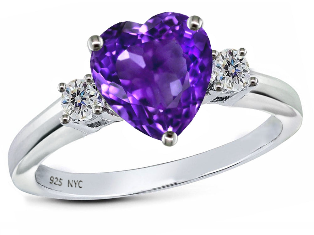 Star K 8mm Heart Shape Simulated Amethyst Ring