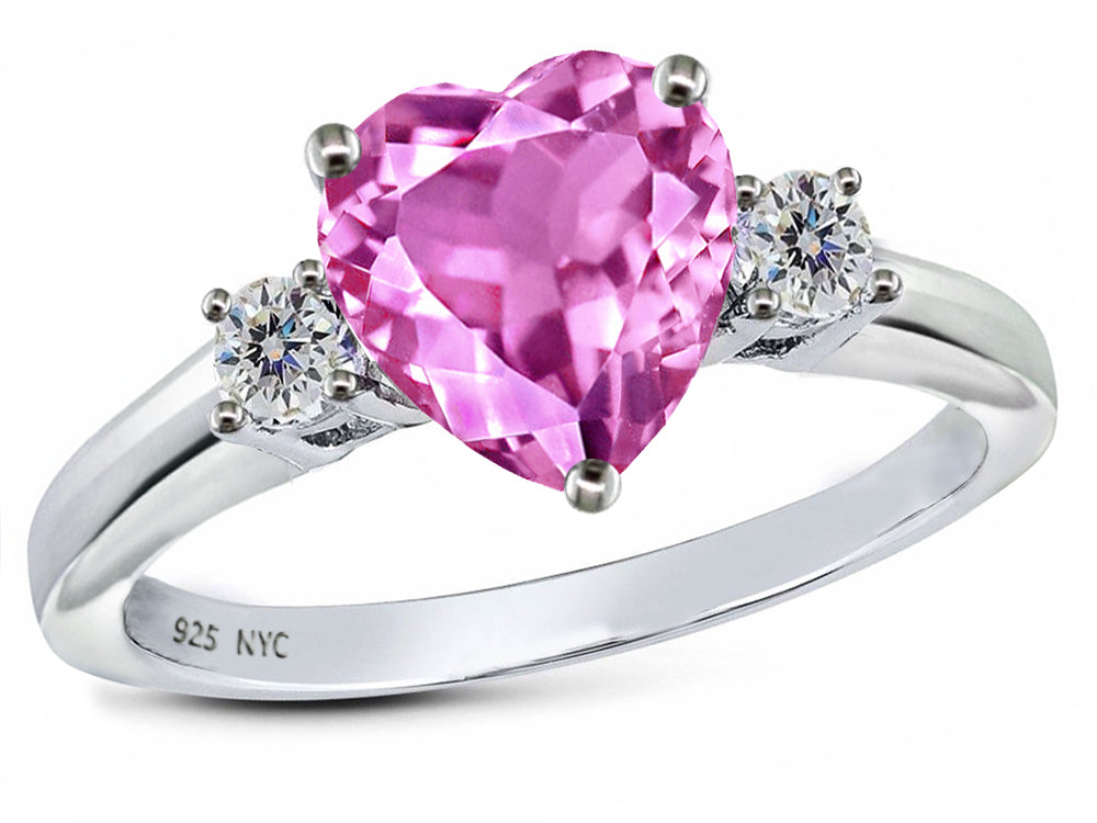 Star K 8mm Heart Shape Created Pink Sapphire Ring