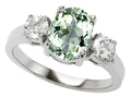 Star K 925 Genuine Oval Green Amethyst Ring