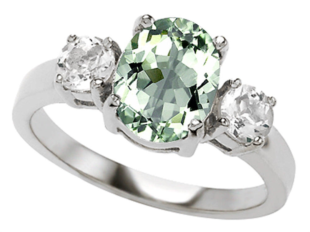 Star K 925 Genuine Oval Green Amethyst Ring