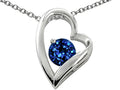 Star K 7mm Round Created Sapphire Heart Shape Pendant Necklace