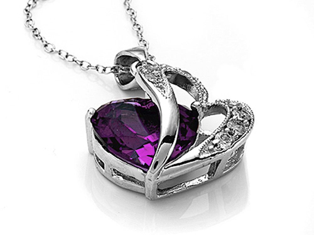 Star K Heart Shape 12mm Created Pink Sapphire Pendant Necklace