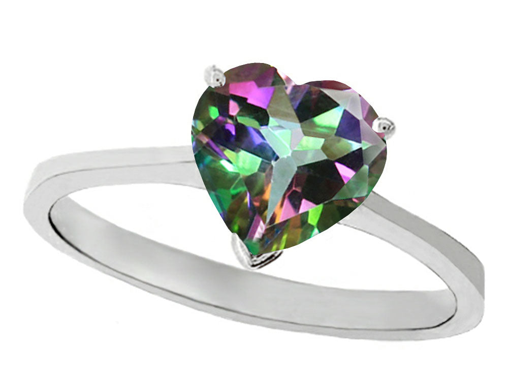 Tommaso Design Mystic Topaz Heart Shape 8mm Solitaire Engagement Ring