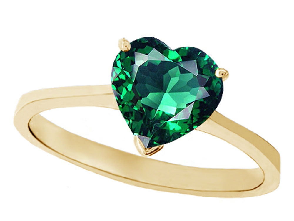 Tommaso Design Simulated Emerald Heart Shape 8mm Solitaire Engagement Ring