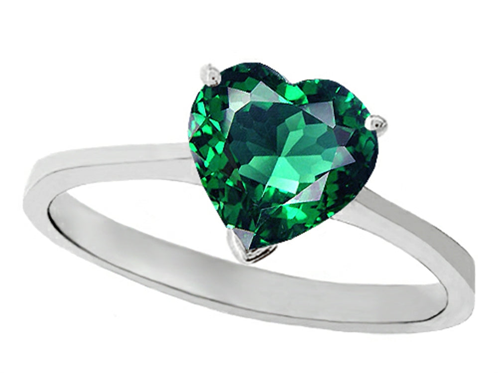 Tommaso Design Simulated Emerald Heart Shape 8mm Solitaire Engagement Ring