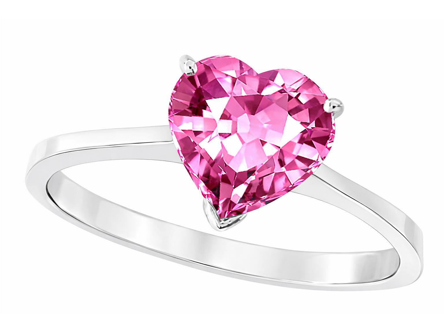 Star K Created Pink Sapphire Heart Shape 8mm Solitaire Engagement Ring