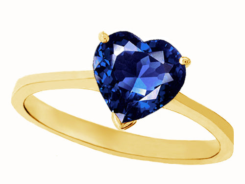 Tommaso Design Created Blue Sapphire Heart Shape 8mm Solitaire Engagement Ring