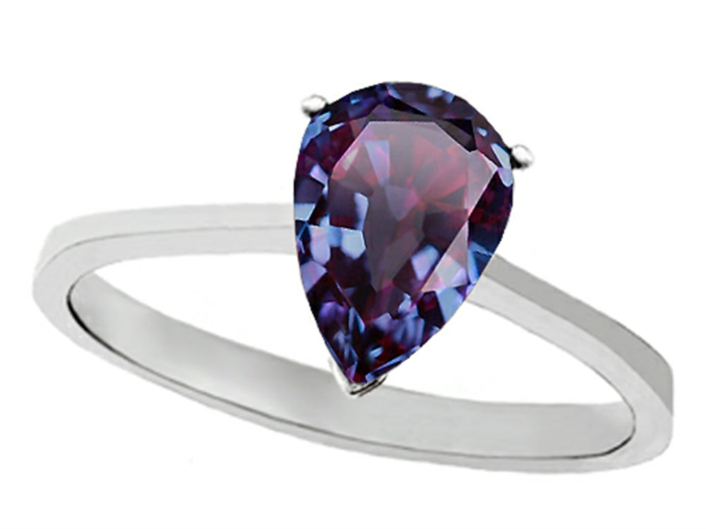 Tommaso Design Simulated Alexandrite Pear Shape 8x6mm Solitaire Engagement Ring