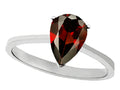 Tommaso Design Genuine Garnet Pear Shape 8x6mm Solitaire Engagement Ring