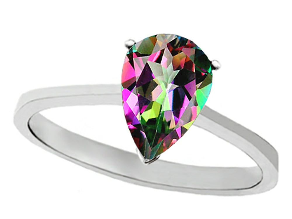 Tommaso Design Mystic Topaz Pear Shape 8x6mm Solitaire Engagement Ring
