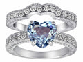 Star K 8mm Heart Shape Simulated Aquamarine Wedding Set