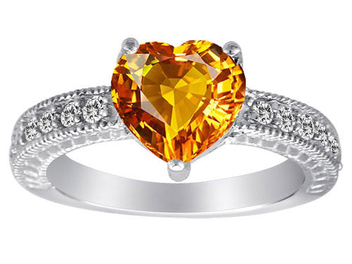 Star K Genuine 8mm Heart Shape Citrine Wedding Set