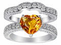 Star K Genuine 8mm Heart Shape Citrine Wedding Set