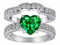 Star K 8mm Heart Shape Simulated Emerald Wedding Set