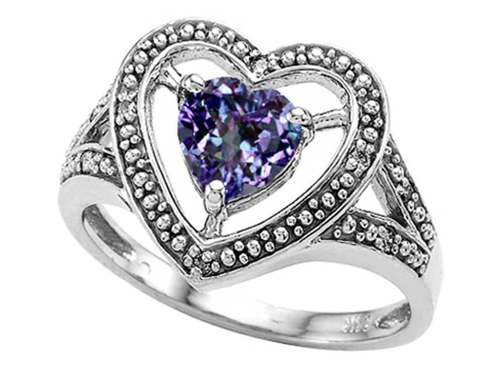 Tommaso Design Heart Shape 6mm Simulated Alexandrite Ring