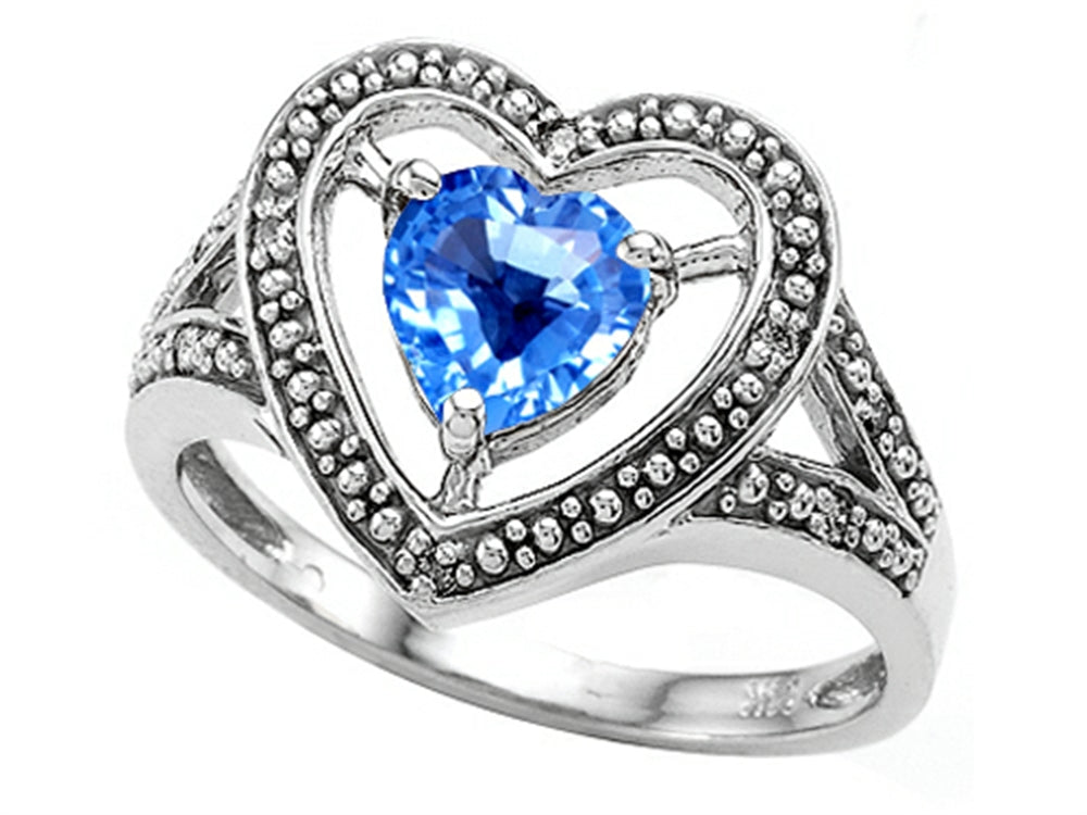 Tommaso Design Heart Shape 6mm Genuine Blue Topaz Ring