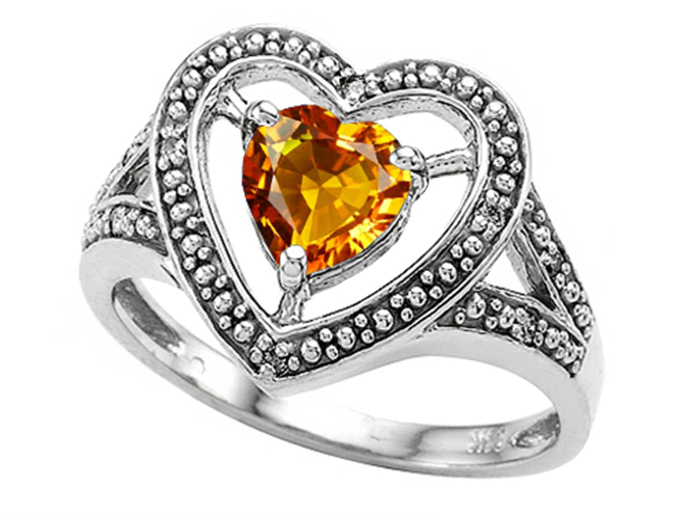 Tommaso Design Heart Shape 6mm Genuine Citrine Ring