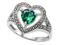 Tommaso Design Heart Shape 6mm Simulated Emerald Ring