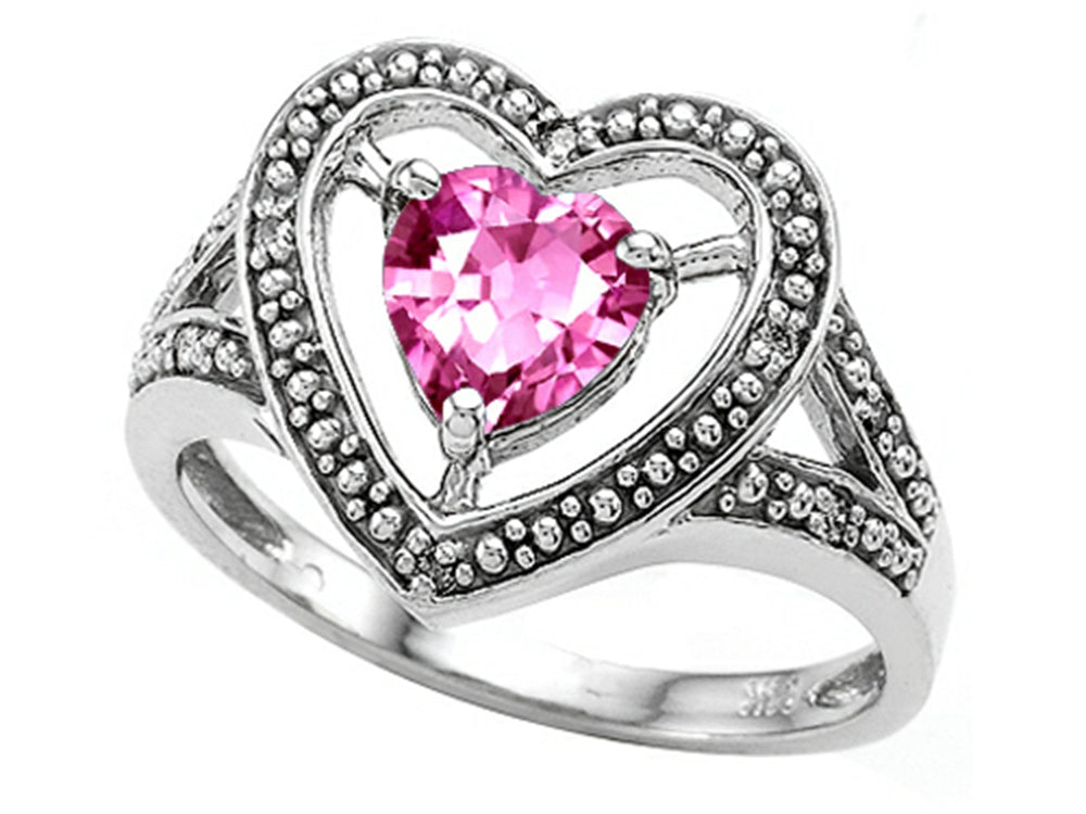 Tommaso Design Heart Shape 6mm Created Pink Sapphire Ring