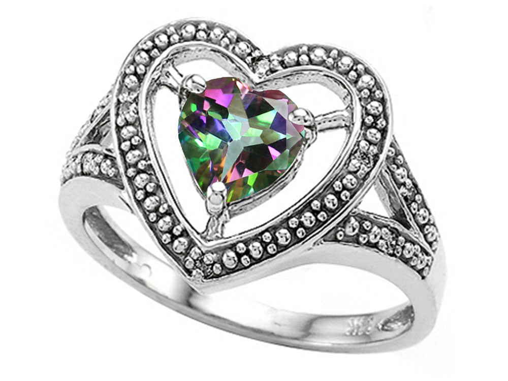 Tommaso Design Heart Shape 6mm Mystic Rainbow Topaz Ring