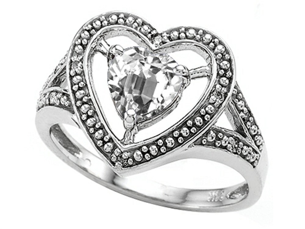 Tommaso Design Heart Shape 6mm Genuine White Topaz Ring