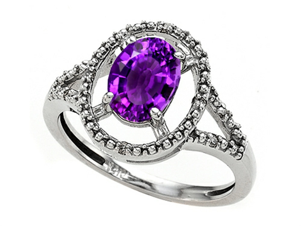 Tommaso Design Oval Genuine Amethyst Ring
