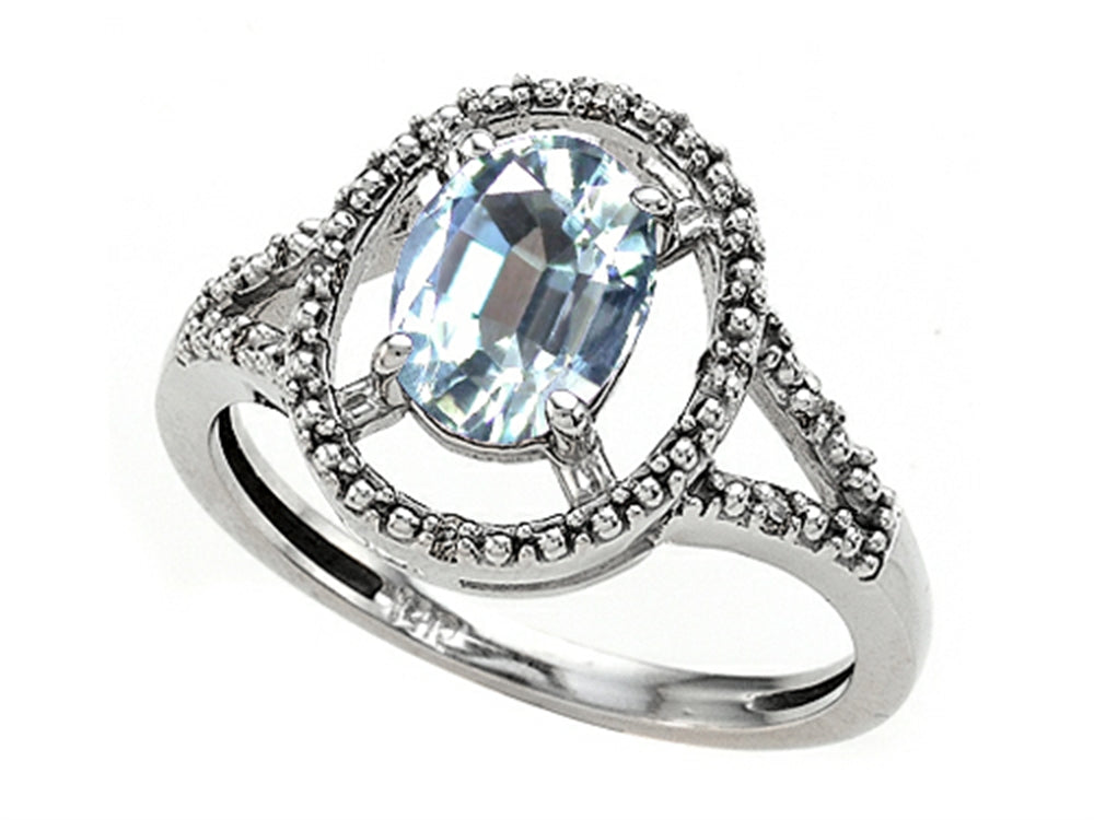 Tommaso Design Oval 8x6mm Genuine Aquamarine Ring