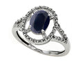 Tommaso Design Oval 8x6mm Genuine Black Sapphire Ring