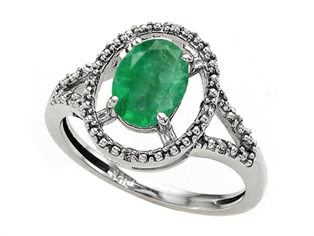 Tommaso Design Oval 8x6mm Genuine Emerald Ring