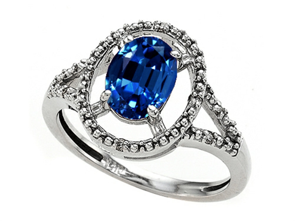Tommaso Design Oval 8x6mm Created Blue Sapphire Ring