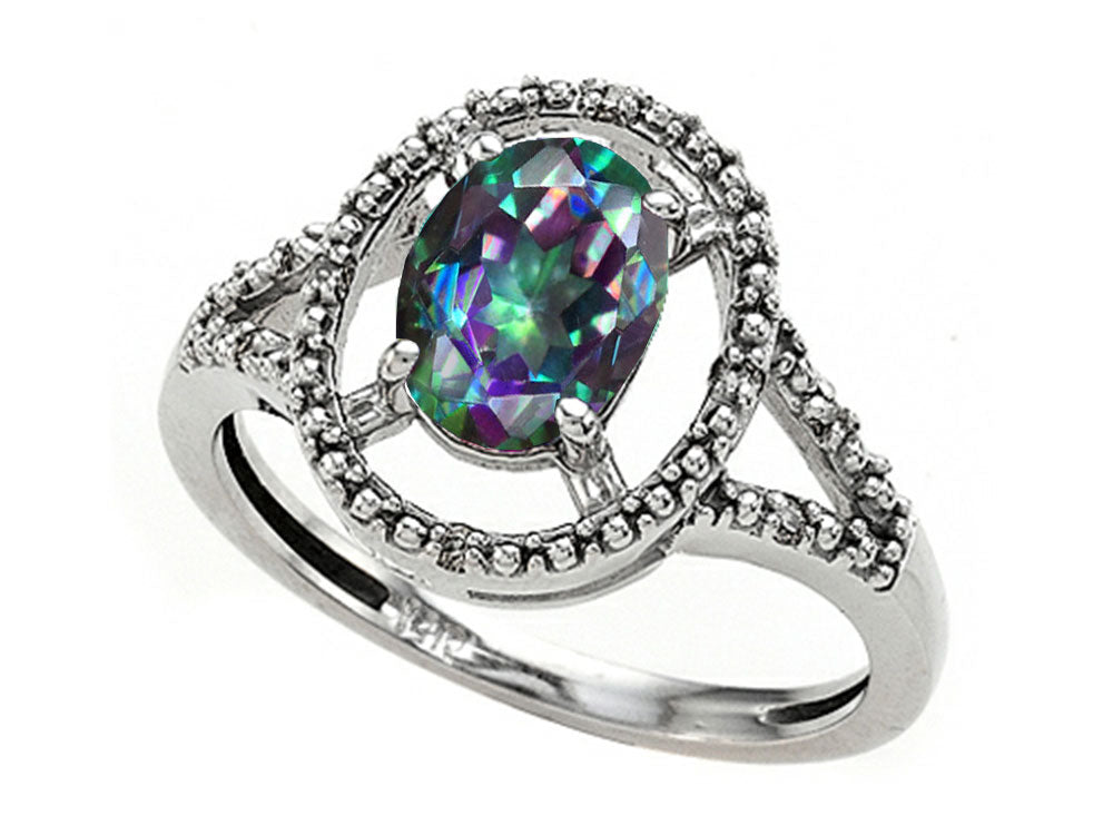 Tommaso Design Oval 8x6mm Mystic Rainbow Topaz Ring