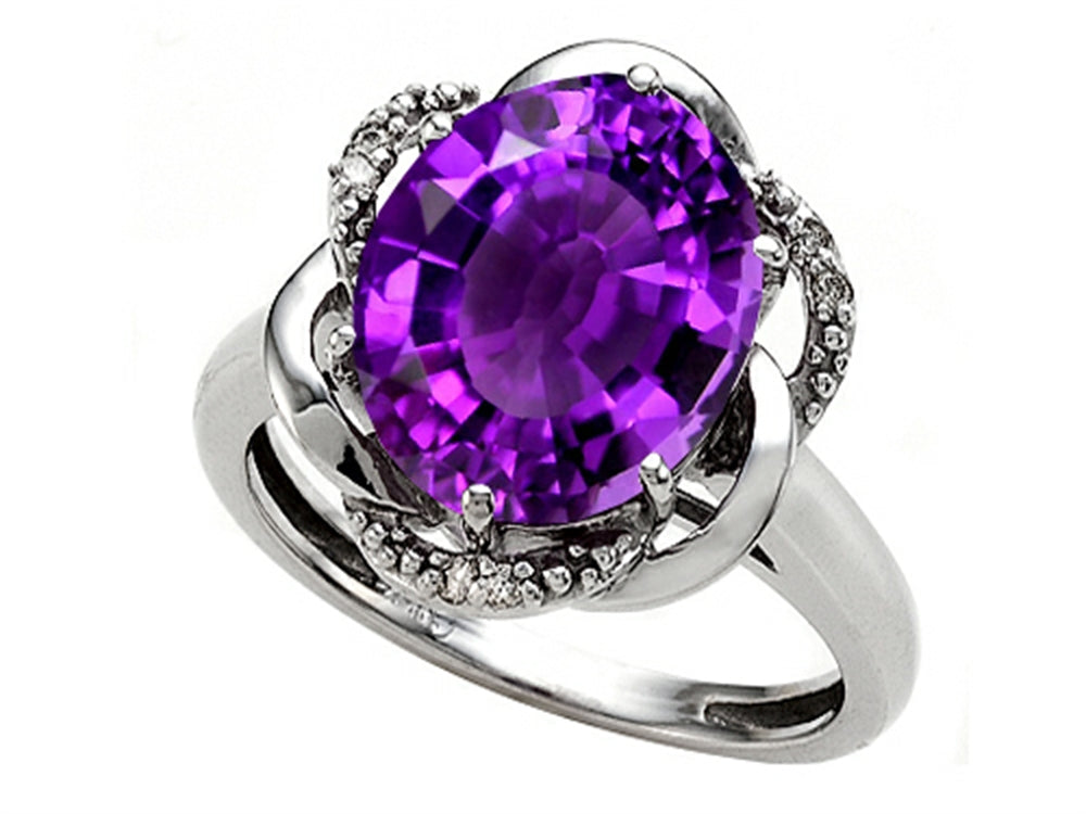 Tommaso Design Oval 12x10mm Genuine Amethyst Ring