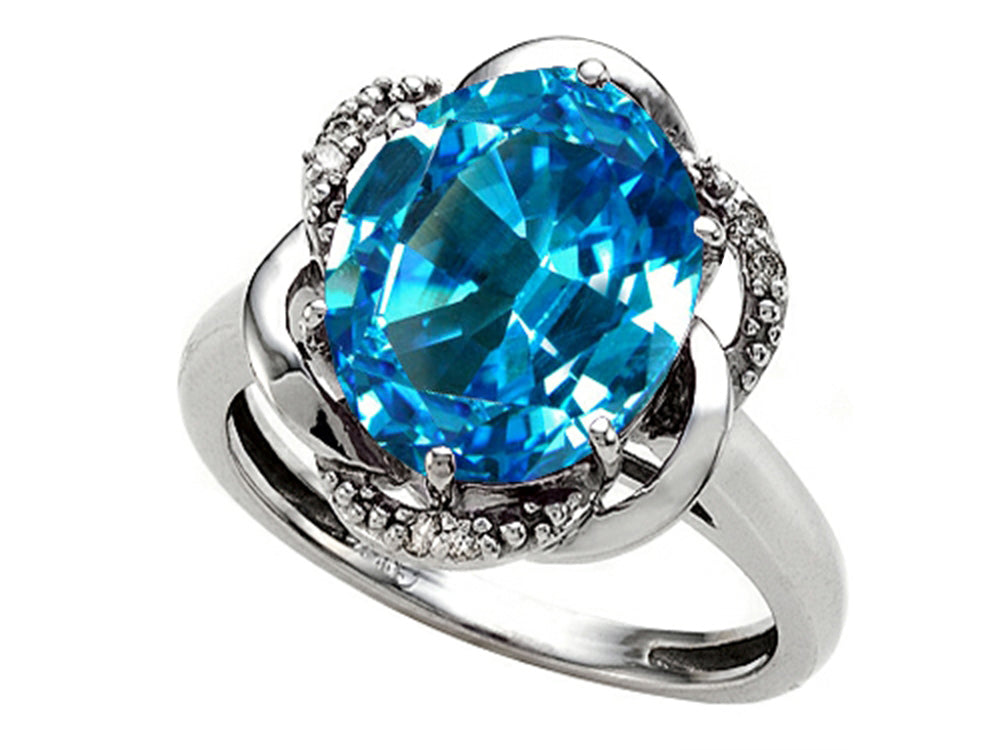 Tommaso Design Oval 12x10mm Genuine Blue Topaz Ring