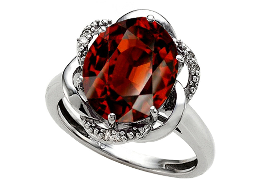 Tommaso Design Oval 12x10mm Genuine Garnet Ring