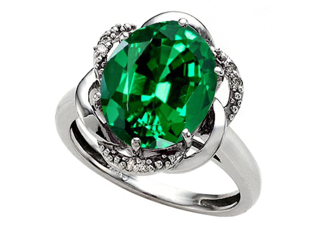 Tommaso Design Oval 12x10mm Simulated Emerald Ring