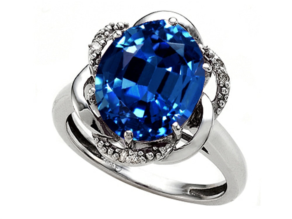 Tommaso Design Oval 12x10mm Created Blue Sapphire Ring