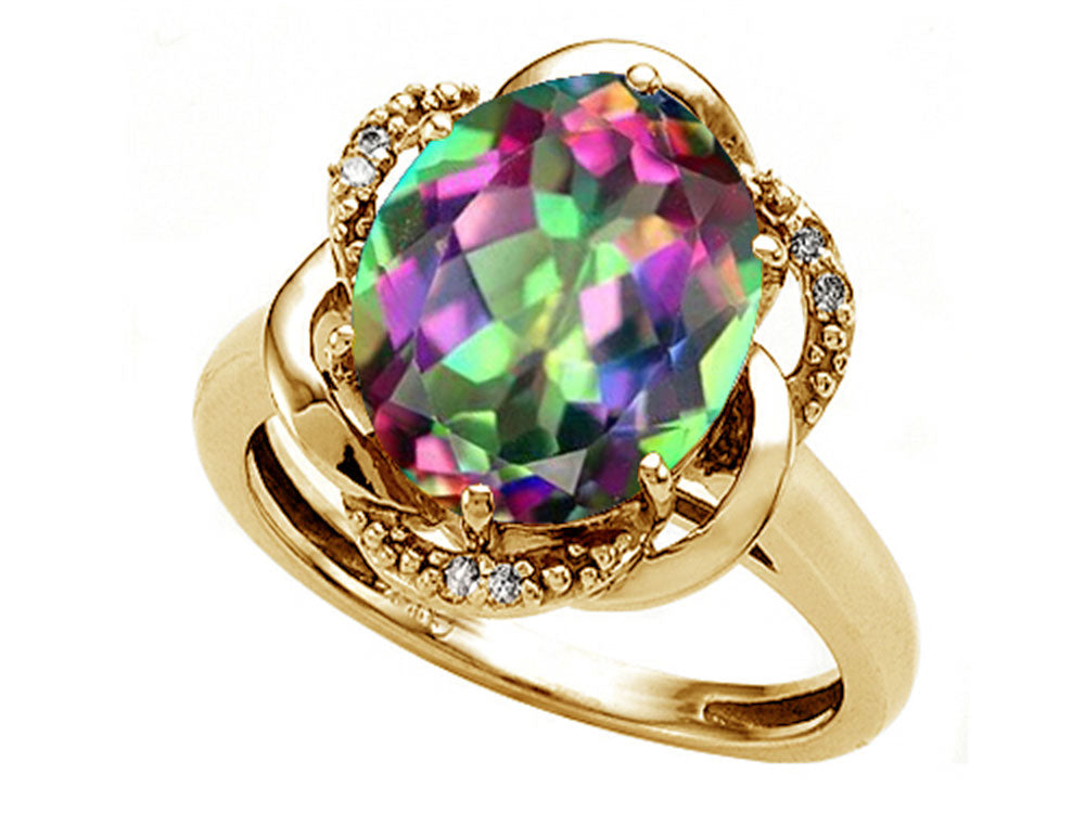 Tommaso Design Oval 12x10mm Mystic Rainbow Topaz Ring