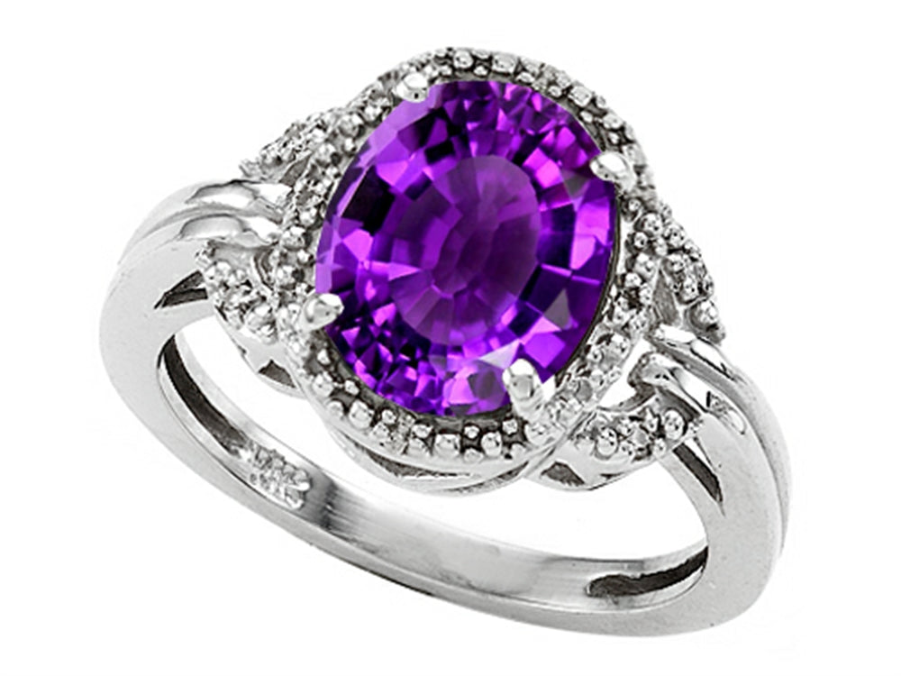 Tommaso Design Oval 10x8mm Genuine Amethyst Ring