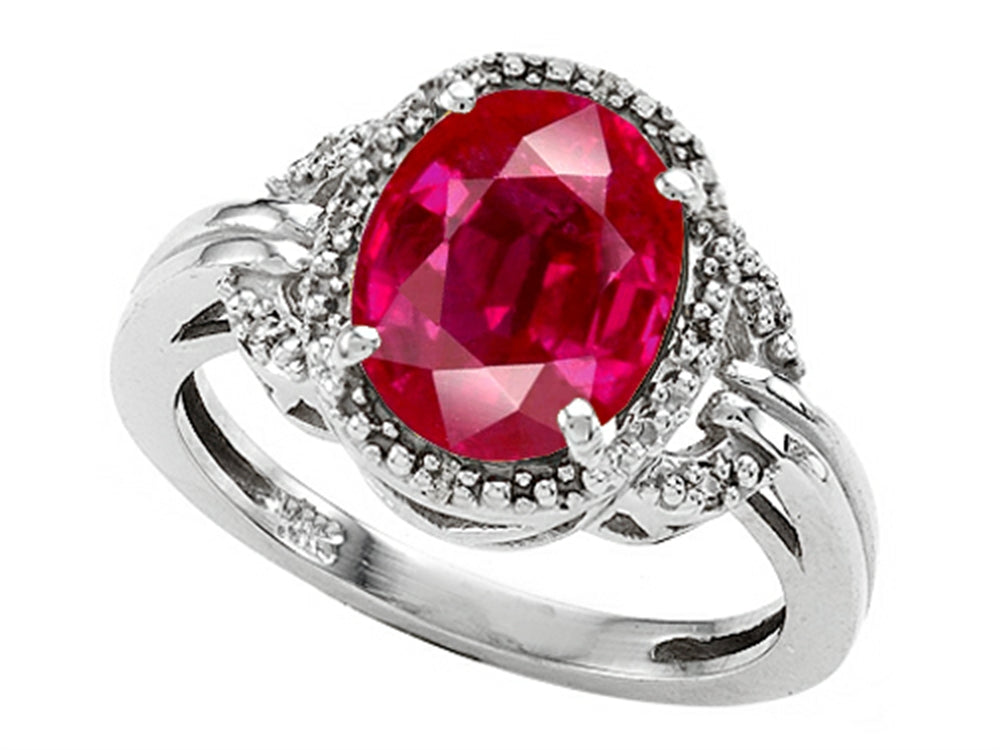 Tommaso Design Oval 10x8mm Created Ruby Ring