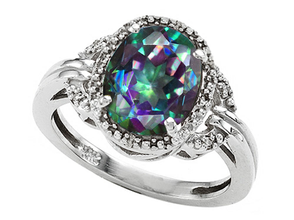 Tommaso Design Oval 10x8mm Mystic Rainbow Topaz Ring