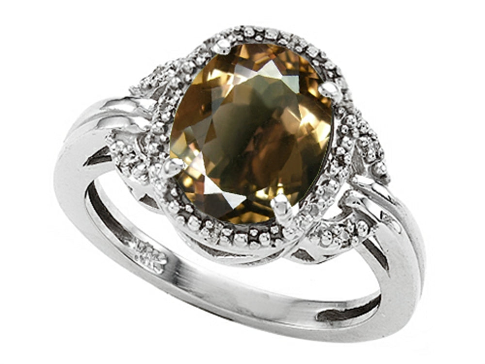 Tommaso Design Oval 10x8mm Genuine Smoky Quartz Ring