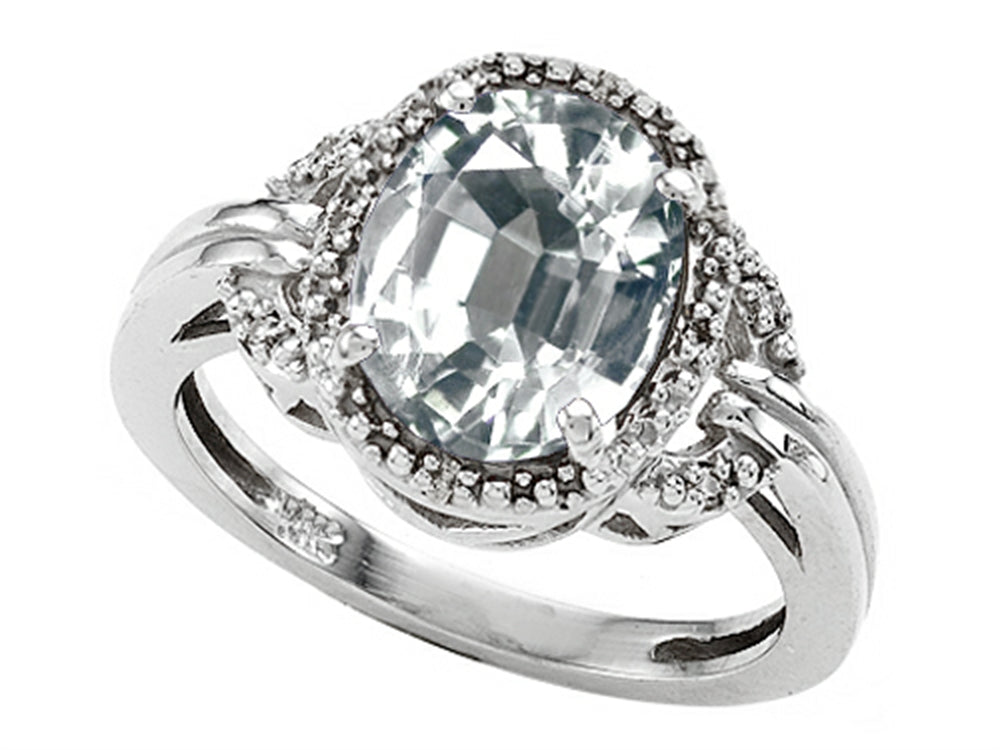 Tommaso Design Oval 10x8mm Genuine White Topaz Ring
