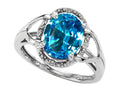 Tommaso Design Oval 10x8mm Genuine Blue Topaz Ring