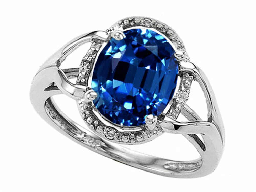 Tommaso Design Oval 10x8mm Created Blue Sapphire Ring