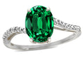 Tommaso Design Oval 10x8mm Simulated Emerald Ring