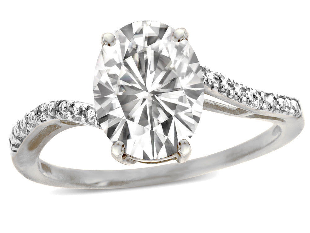 Tommaso Design Oval 10x8mm Genuine White Topaz Ring