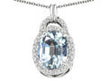 Tommaso Design Oval 10x8mm Genuine Aquamarine Pendant Necklace