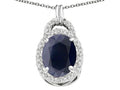 Tommaso Design Oval 10x8mm Genuine Black Sapphire Pendant Necklace
