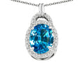 Tommaso Design Oval 10x8mm Genuine Blue Topaz Pendant Necklace